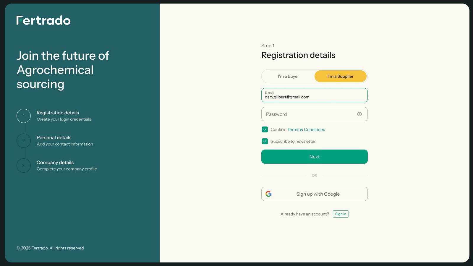 Create your account